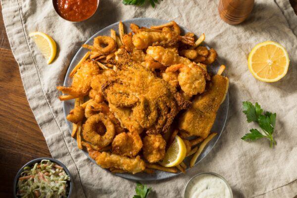 homemade deep fried seafood platter 2025 01 16 16 31 07 utc - Boat To Bar, Fresh Ingredients, Galliers, Gulf Seafood, New Orleans Restaurants, Seafood, Southern Cooking, Sustainable Sourcing